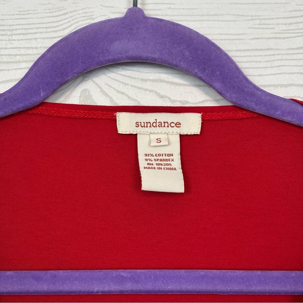 Sundance Red Long Sleeve Cross Front Ruched Blouse Size Small - Picture 2 of 5